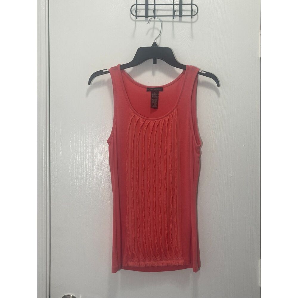 Design History Women's Coral Rose Pleated Fringe Tank Top